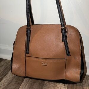 Guess by Marciano Brown and Black Dome Satchel